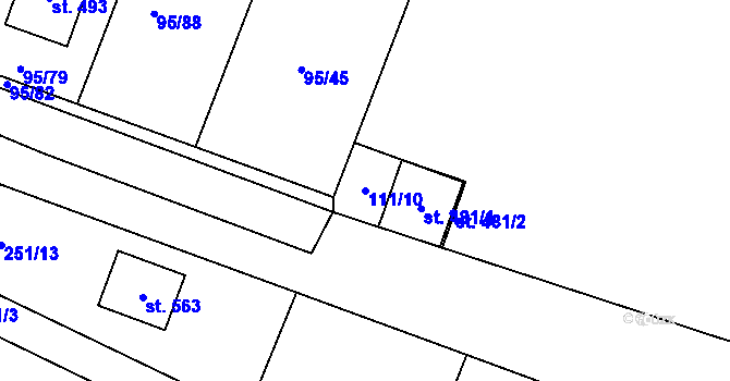 Parcela st. 111/10 v KÚ Blatnice u Nýřan, Katastrální mapa