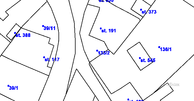 Parcela st. 133/2 v KÚ Blatnice u Nýřan, Katastrální mapa