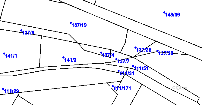 Parcela st. 137/4 v KÚ Blatnice u Nýřan, Katastrální mapa