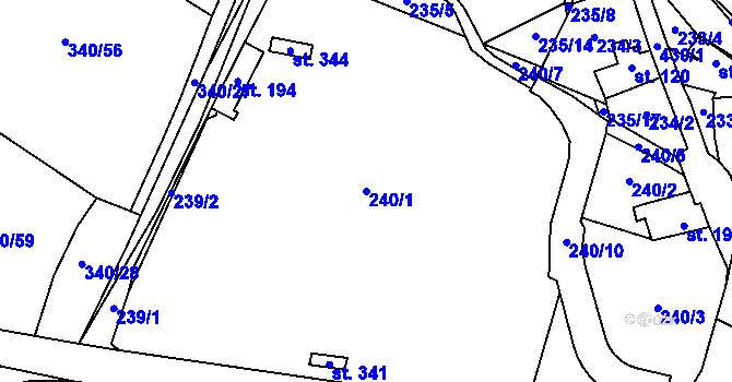 Parcela st. 240/1 v KÚ Blatnice u Nýřan, Katastrální mapa