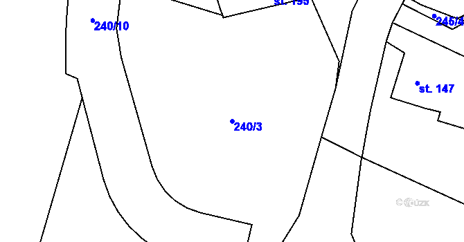 Parcela st. 240/3 v KÚ Blatnice u Nýřan, Katastrální mapa