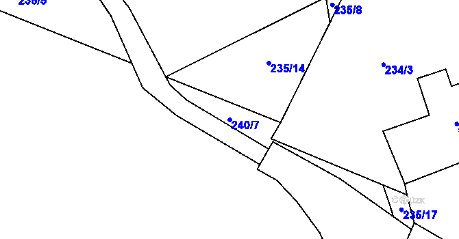 Parcela st. 240/7 v KÚ Blatnice u Nýřan, Katastrální mapa