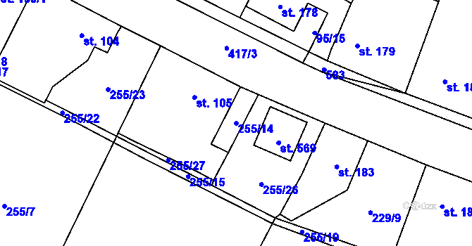Parcela st. 255/14 v KÚ Blatnice u Nýřan, Katastrální mapa
