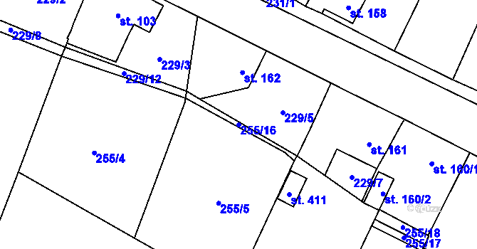 Parcela st. 255/16 v KÚ Blatnice u Nýřan, Katastrální mapa