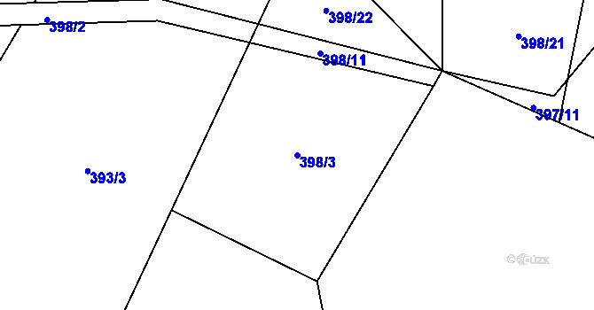 Parcela st. 398/3 v KÚ Blatnice u Nýřan, Katastrální mapa