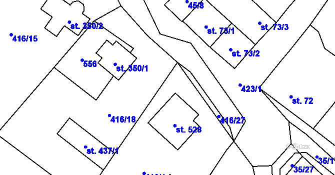 Parcela st. 416/9 v KÚ Blatnice u Nýřan, Katastrální mapa
