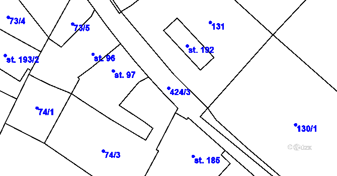 Parcela st. 424/3 v KÚ Blatnice u Nýřan, Katastrální mapa