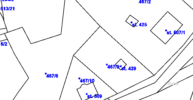 Parcela st. 467/4 v KÚ Blatnice u Nýřan, Katastrální mapa
