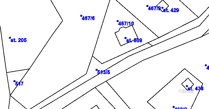 Parcela st. 467/5 v KÚ Blatnice u Nýřan, Katastrální mapa