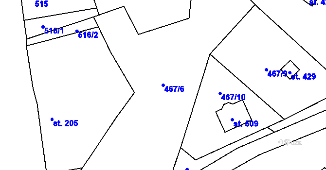 Parcela st. 467/6 v KÚ Blatnice u Nýřan, Katastrální mapa