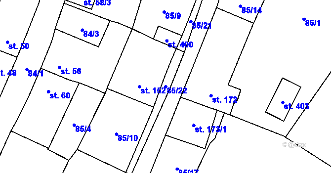 Parcela st. 85/22 v KÚ Blatnice u Nýřan, Katastrální mapa