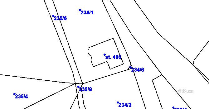 Parcela st. 466 v KÚ Blatnice u Nýřan, Katastrální mapa