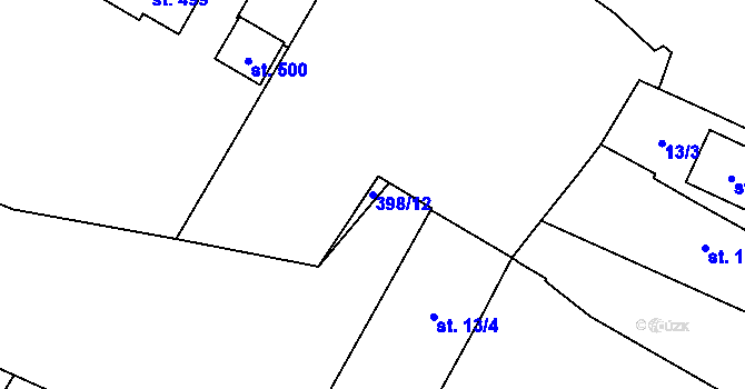 Parcela st. 398/12 v KÚ Blatnice u Nýřan, Katastrální mapa