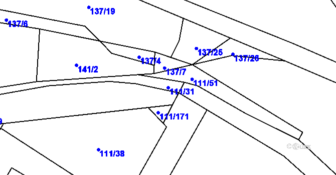Parcela st. 111/31 v KÚ Blatnice u Nýřan, Katastrální mapa