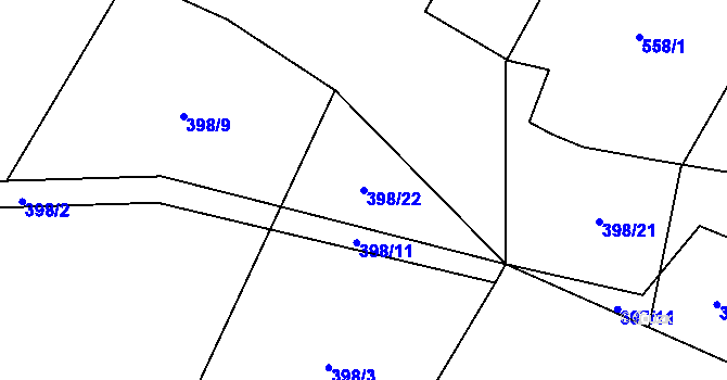 Parcela st. 398/22 v KÚ Blatnice u Nýřan, Katastrální mapa
