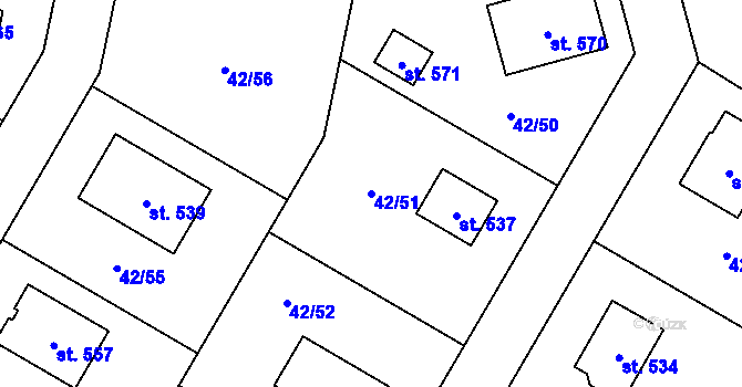 Parcela st. 42/51 v KÚ Blatnice u Nýřan, Katastrální mapa