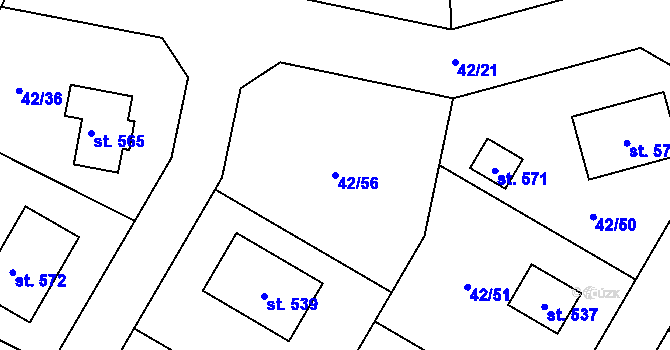 Parcela st. 42/56 v KÚ Blatnice u Nýřan, Katastrální mapa