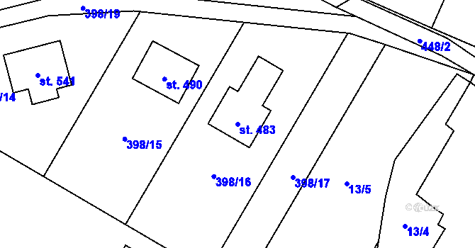 Parcela st. 483 v KÚ Blatnice u Nýřan, Katastrální mapa