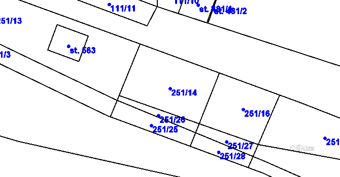 Parcela st. 251/14 v KÚ Blatnice u Nýřan, Katastrální mapa