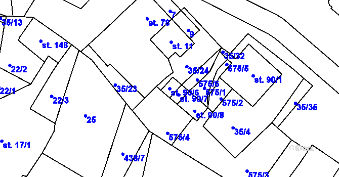 Parcela st. 90/6 v KÚ Blatnice u Nýřan, Katastrální mapa
