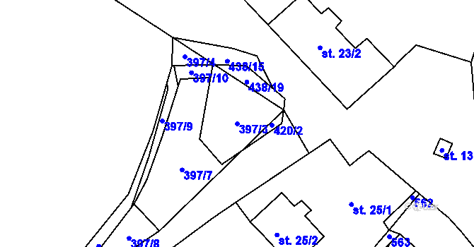 Parcela st. 397/3 v KÚ Blatnice u Nýřan, Katastrální mapa