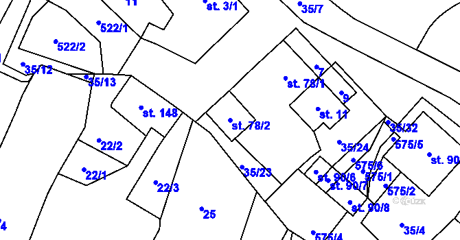 Parcela st. 78/2 v KÚ Blatnice u Nýřan, Katastrální mapa