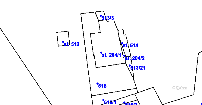 Parcela st. 204/1 v KÚ Blatnice u Nýřan, Katastrální mapa