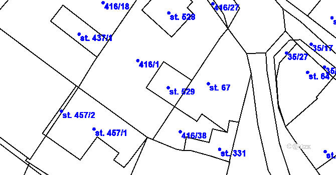 Parcela st. 529 v KÚ Blatnice u Nýřan, Katastrální mapa
