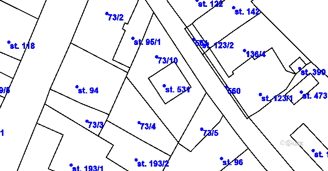 Parcela st. 531 v KÚ Blatnice u Nýřan, Katastrální mapa