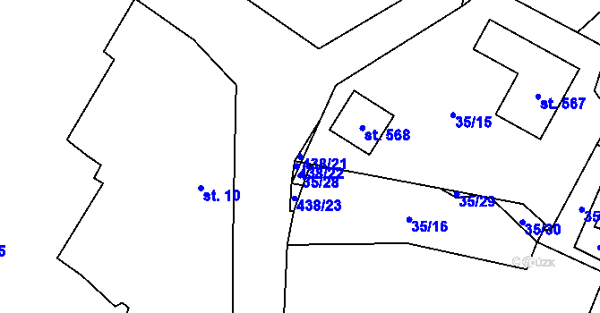 Parcela st. 438/21 v KÚ Blatnice u Nýřan, Katastrální mapa