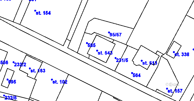 Parcela st. 543 v KÚ Blatnice u Nýřan, Katastrální mapa