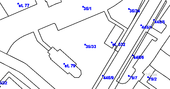 Parcela st. 35/33 v KÚ Blatnice u Nýřan, Katastrální mapa