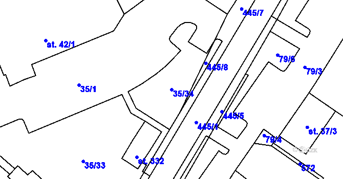 Parcela st. 35/34 v KÚ Blatnice u Nýřan, Katastrální mapa
