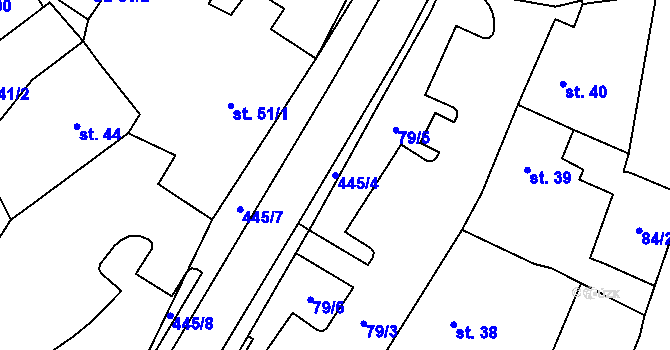 Parcela st. 445/4 v KÚ Blatnice u Nýřan, Katastrální mapa