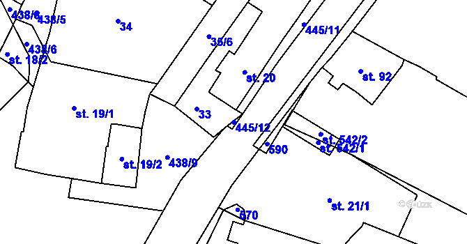 Parcela st. 445/12 v KÚ Blatnice u Nýřan, Katastrální mapa
