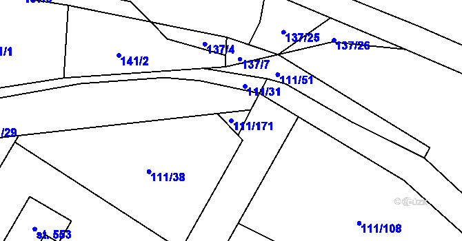 Parcela st. 111/171 v KÚ Blatnice u Nýřan, Katastrální mapa