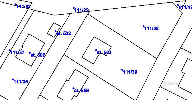 Parcela st. 553 v KÚ Blatnice u Nýřan, Katastrální mapa