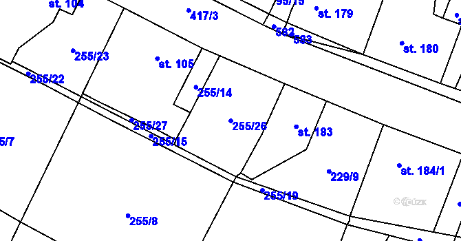 Parcela st. 255/26 v KÚ Blatnice u Nýřan, Katastrální mapa
