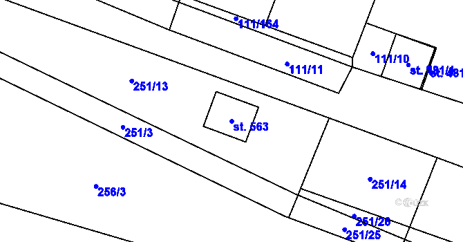 Parcela st. 563 v KÚ Blatnice u Nýřan, Katastrální mapa