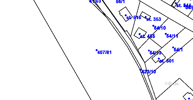 Parcela st. 407/81 v KÚ Blatnice u Nýřan, Katastrální mapa