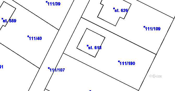 Parcela st. 618 v KÚ Blatnice u Nýřan, Katastrální mapa