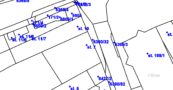 Parcela st. 7 v KÚ Blatnice pod Svatým Antonínkem, Katastrální mapa