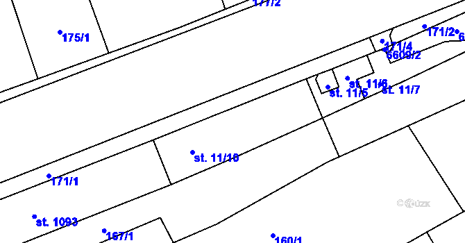 Parcela st. 11/2 v KÚ Blatnice pod Svatým Antonínkem, Katastrální mapa