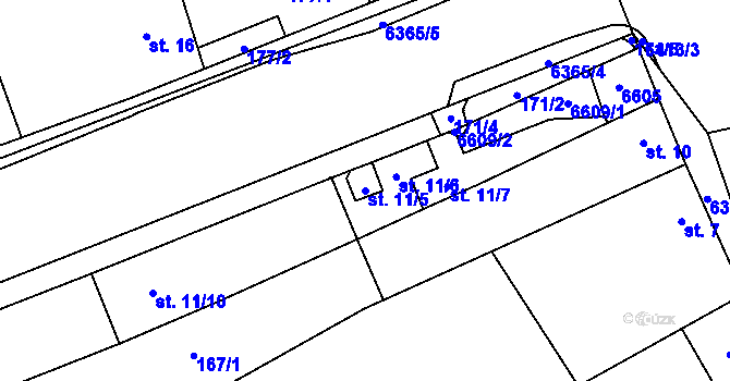 Parcela st. 11/5 v KÚ Blatnice pod Svatým Antonínkem, Katastrální mapa