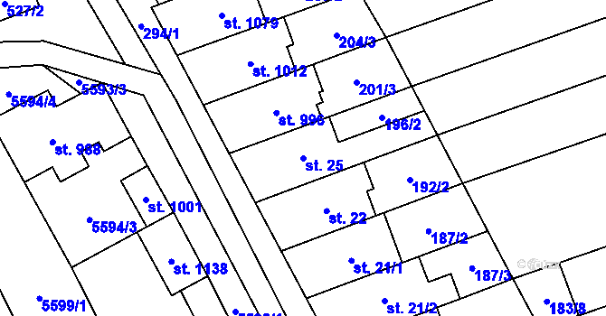 Parcela st. 25 v KÚ Blatnice pod Svatým Antonínkem, Katastrální mapa