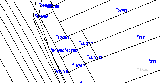 Parcela st. 84/1 v KÚ Blatnice pod Svatým Antonínkem, Katastrální mapa