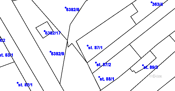 Parcela st. 87/1 v KÚ Blatnice pod Svatým Antonínkem, Katastrální mapa