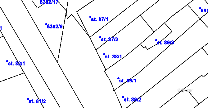 Parcela st. 88/1 v KÚ Blatnice pod Svatým Antonínkem, Katastrální mapa