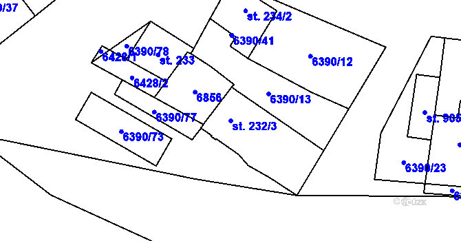 Parcela st. 232/3 v KÚ Blatnice pod Svatým Antonínkem, Katastrální mapa