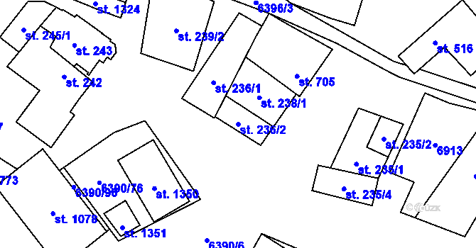 Parcela st. 236/2 v KÚ Blatnice pod Svatým Antonínkem, Katastrální mapa